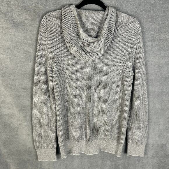 J Mclaughlin Sweater Women Large Gray Zip Cardigan Waffle Knit Minimalist Preppy - Picture 6 of 13